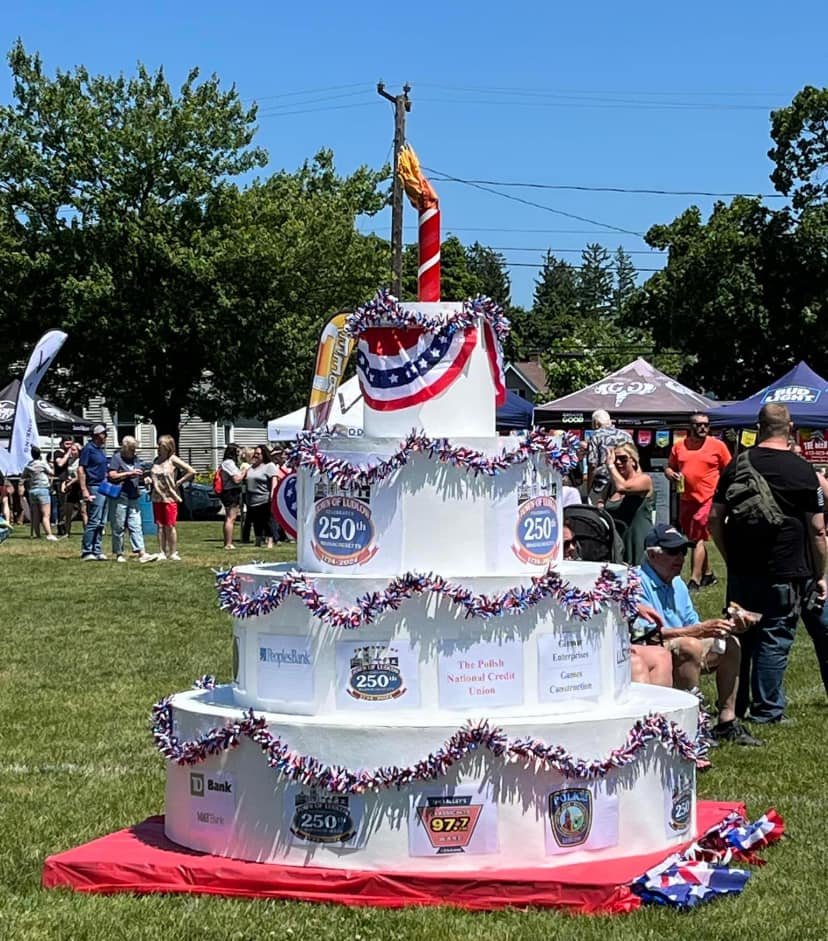 Fake cake at the 250th celebration of Ludlow's foundation.